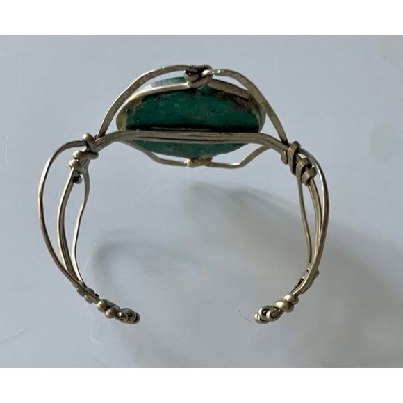 Vintage 1970s  Bracelet, Chrysocolla Cuff Bracelet - Picture 3 of 10